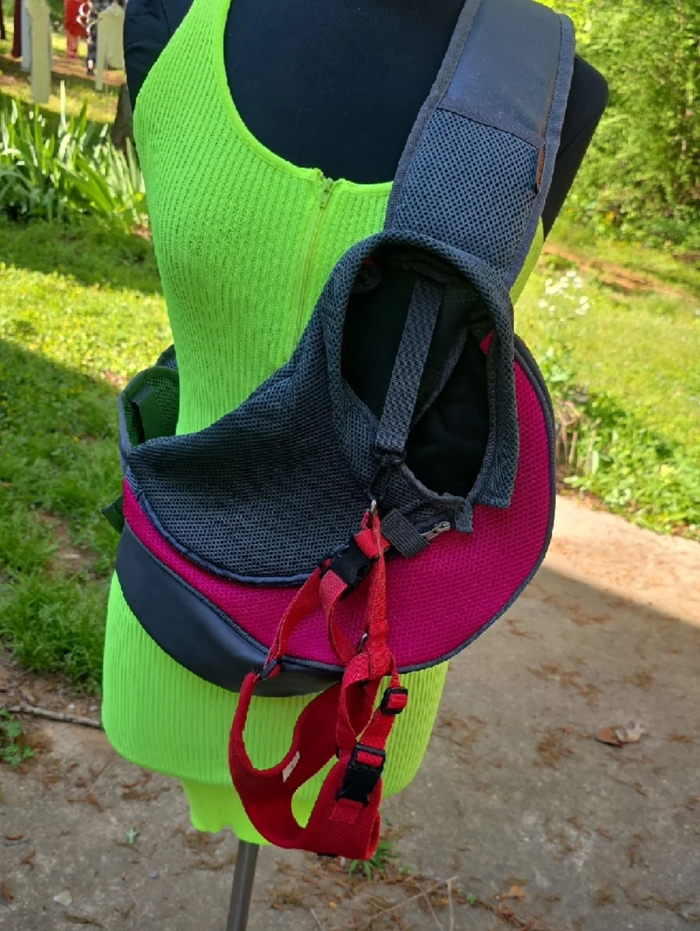 Dog Carrier Sling - Pink and Gray Comfortable Pet Travel Bag